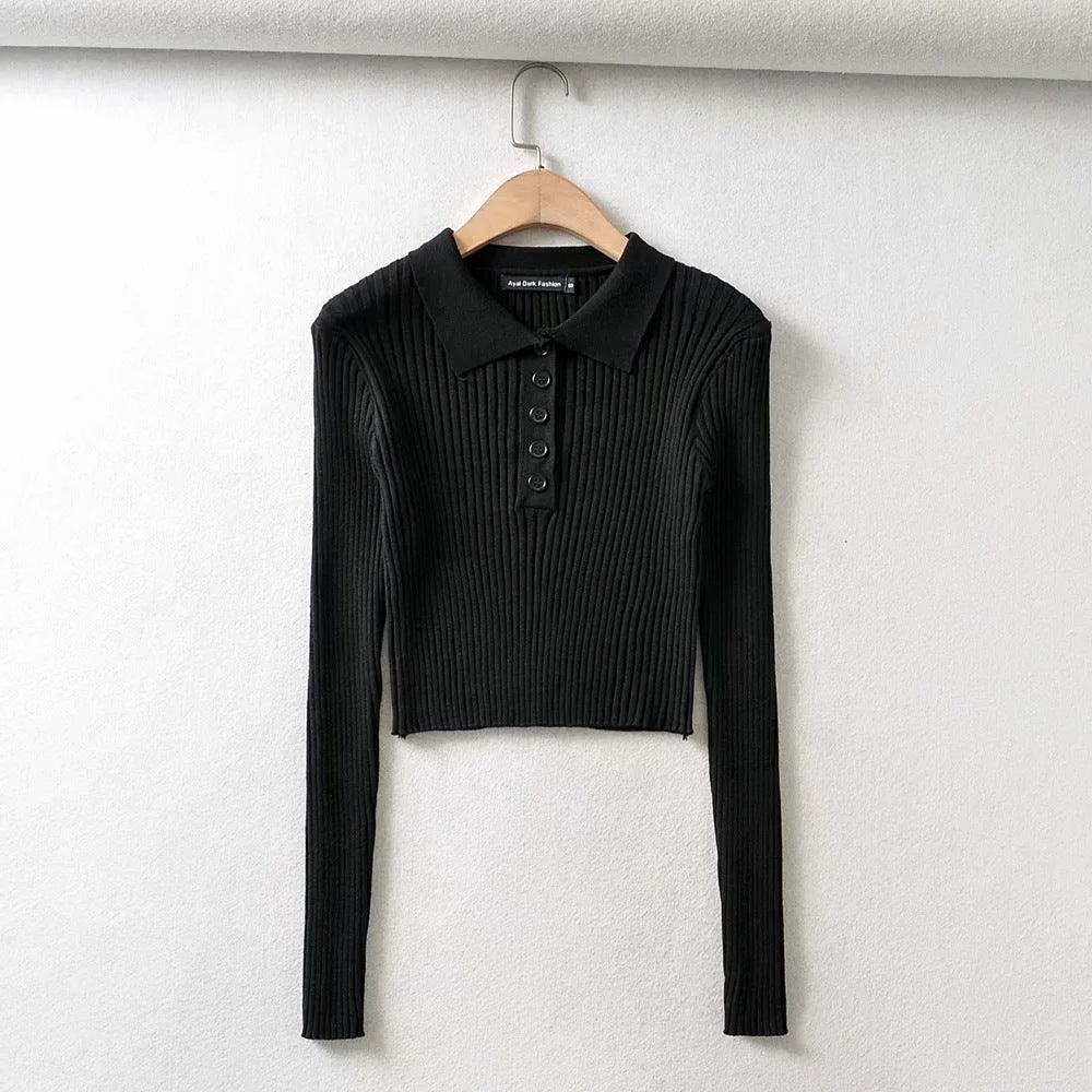 short long-sleeved sweater - WOMONA.COM