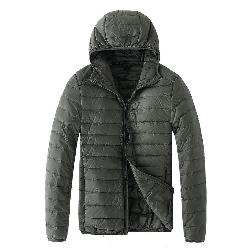 Mens Duck Down Hooded Jacket - WOMONA.COM