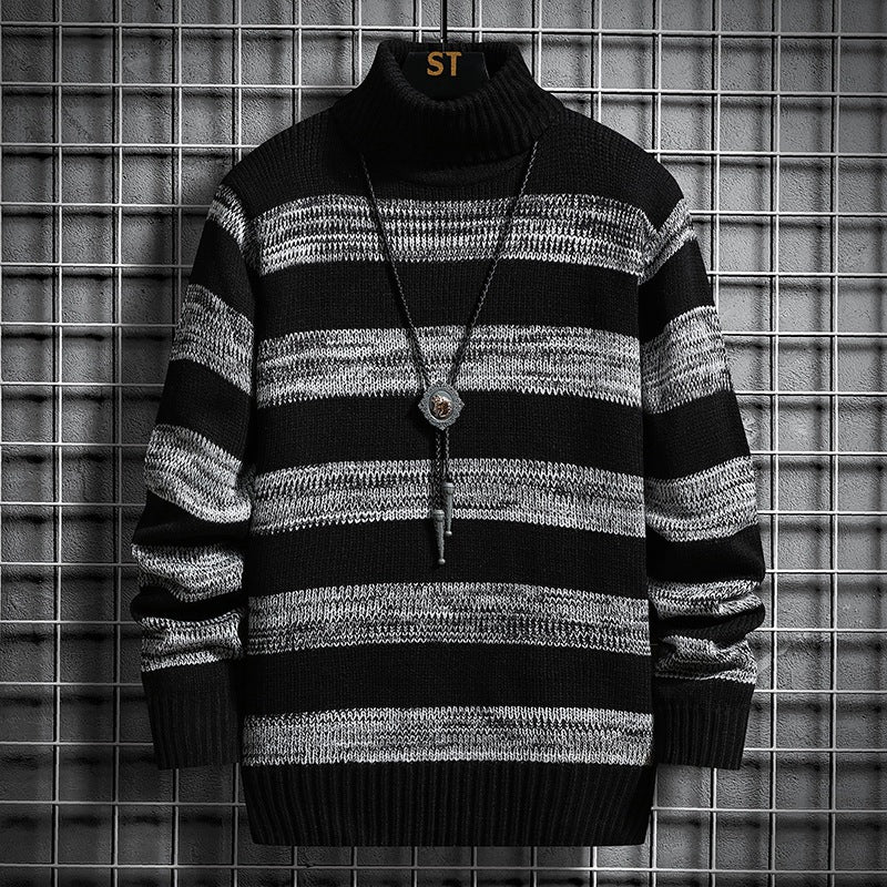 Winter Long-sleeved Trendy Slim Striped Sweater - WOMONA.COM