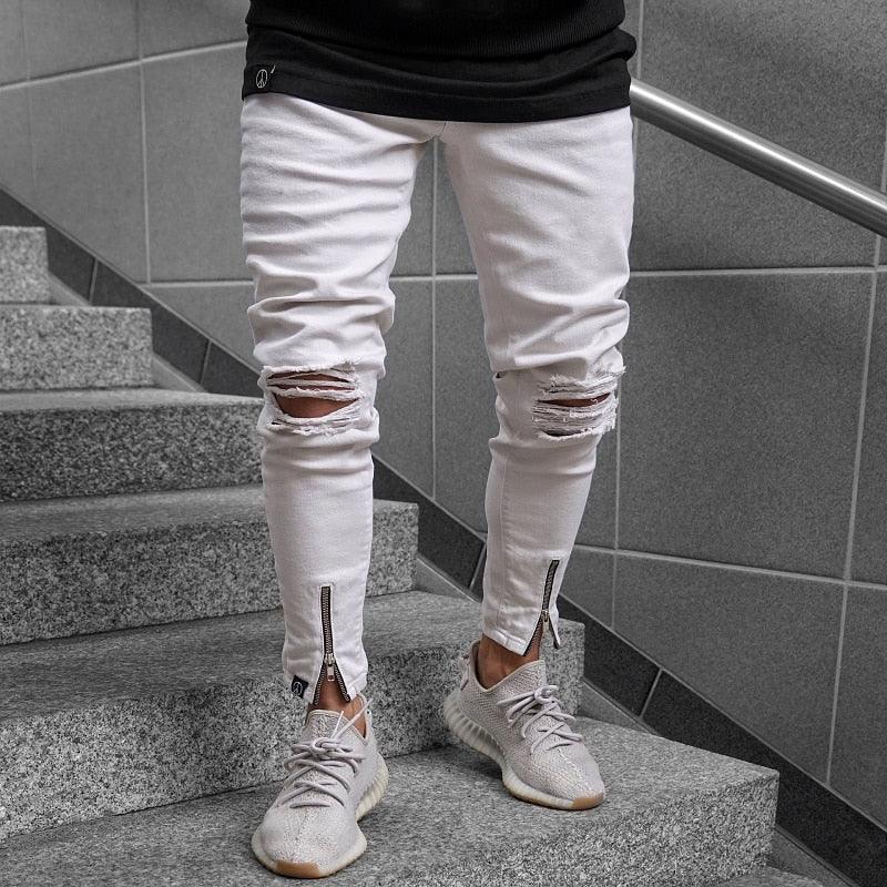 Shredded white jeans - WOMONA.COM