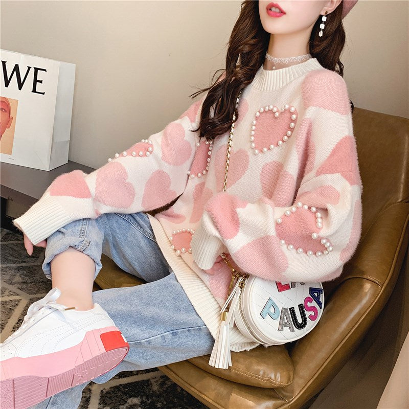pullover loose love sweater - WOMONA.COM