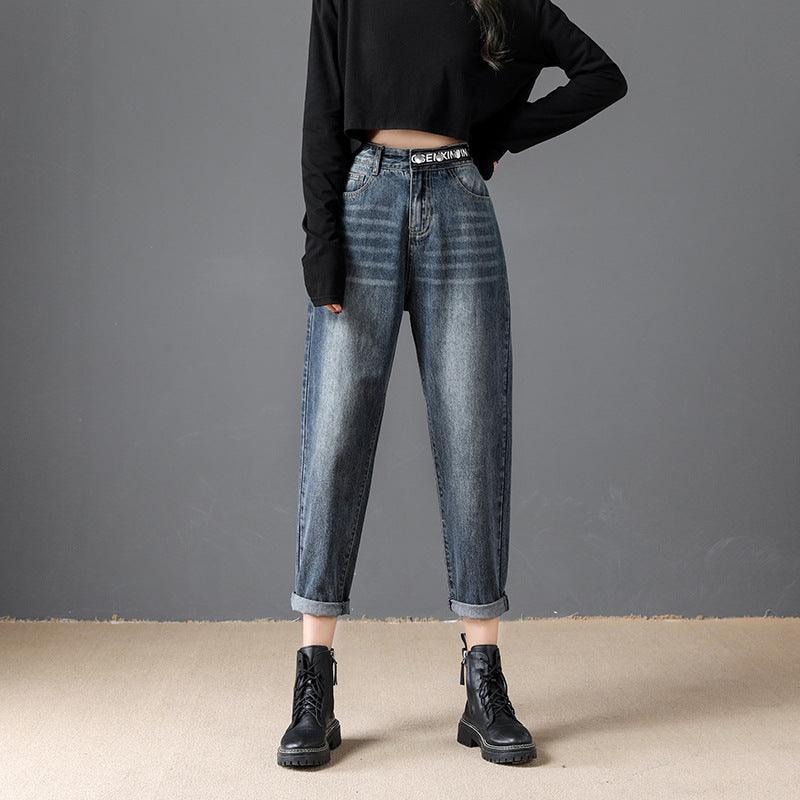 High-rise Harem Cropped Jeans - WOMONA.COM