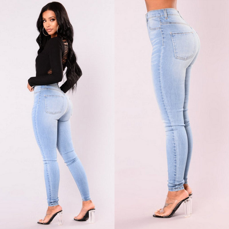 Pack hip pencil jeans blue large size - WOMONA.COM