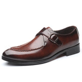 Men's leather toe cap British formal shoes - WOMONA.COM