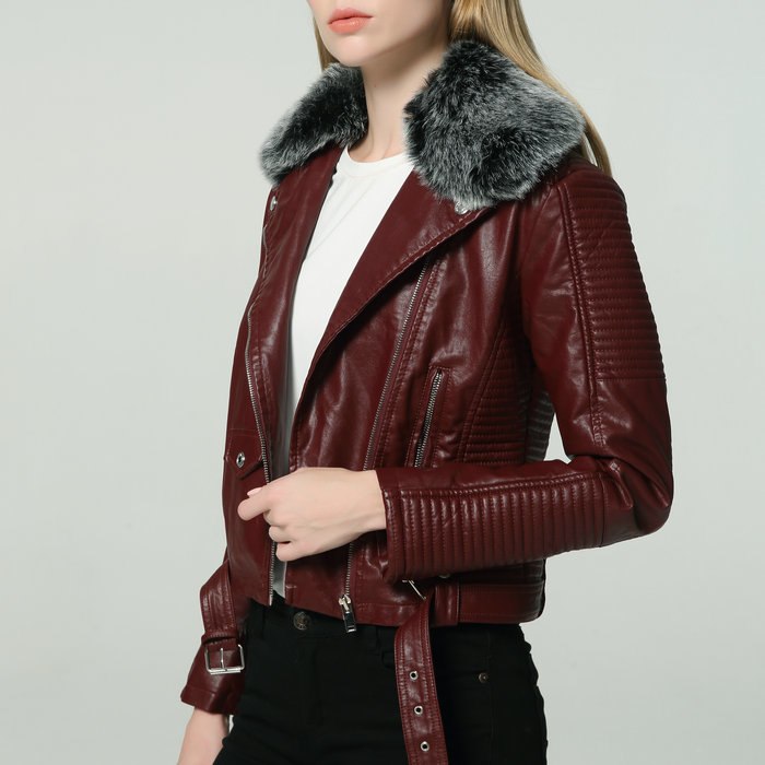 WARM FAUX LEATHER JACKET - WOMONA.COM