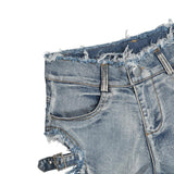 High waist denim shorts - WOMONA.COM