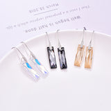 Rectangular geometric crystal earrings - WOMONA.COM