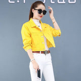 Solid Color Short Denim Jacket - WOMONA.COM