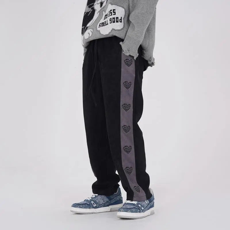 Embroidered Velvet Sweatpants Men - WOMONA.COM