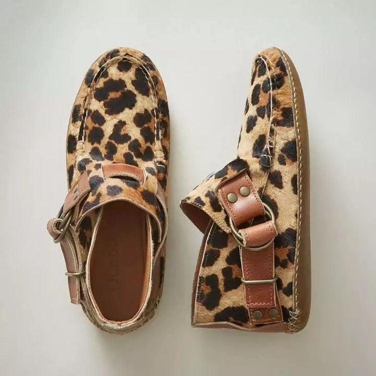 Leopard Buckle Casual Boots - WOMONA.COM