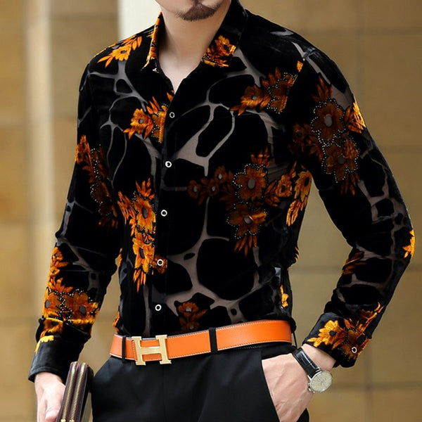 Long Sleeve Slim Fashion Shirt Men - WOMONA.COM