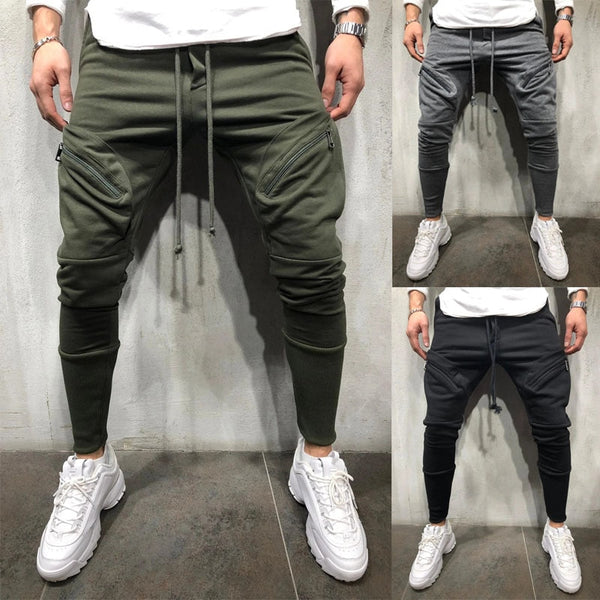 Men Sports Zipper Casual Pants - WOMONA.COM