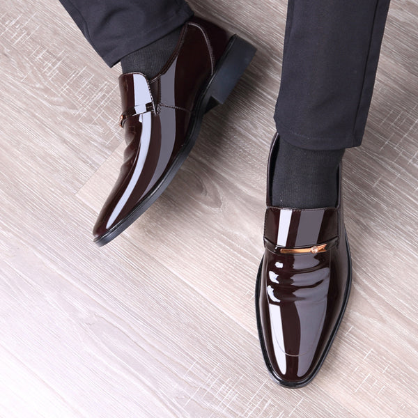 Formal bright leather invisible increase men's shoes - WOMONA.COM