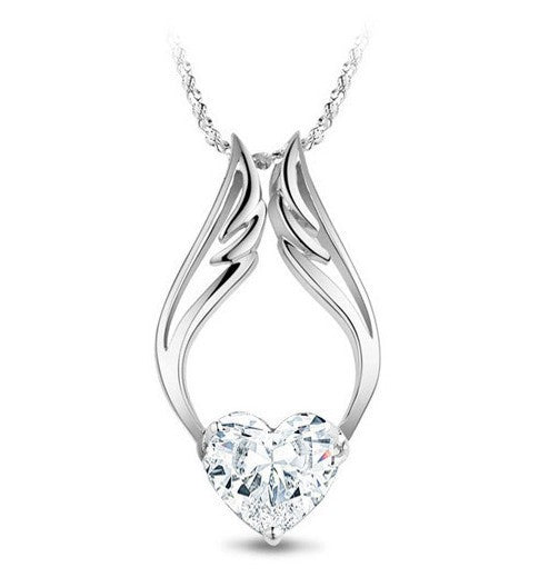 Heart Crystal Necklace Pendant - WOMONA.COM