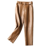 High-waisted leather pants - WOMONA.COM