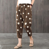 Dot plus size loose women's casual trousers - WOMONA.COM