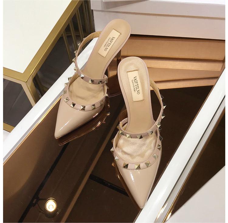Stiletto Point Toe Rivet Sandals - WOMONA.COM
