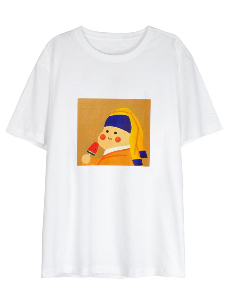 Print Short Sleeve T-shirt - WOMONA.COM