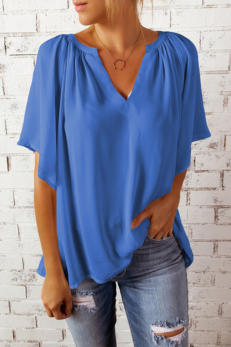 Half Sleeve T-Shirt Pullover Top - WOMONA.COM