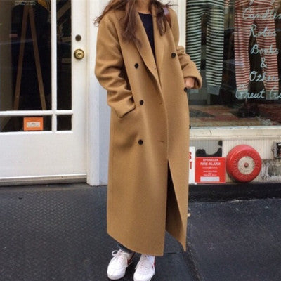 Mid-length Woolen Coat - WOMONA.COM