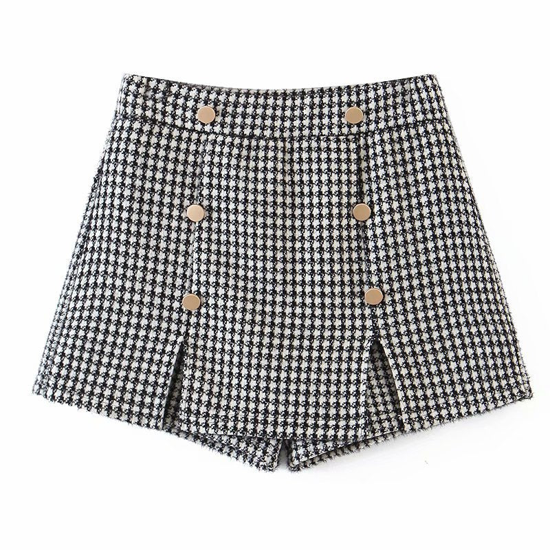 Houndstooth Shorts Skirt Women - WOMONA.COM