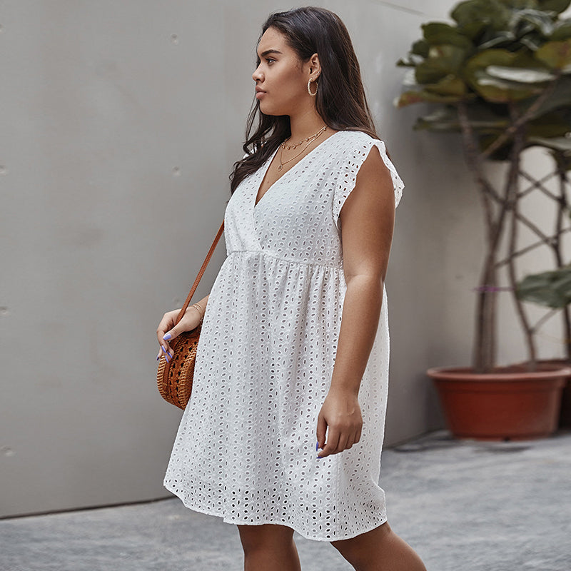 Summer plus size cutout dress - WOMONA.COM