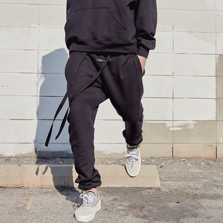 Pure black men's sweatpants - WOMONA.COM