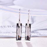 Rectangular geometric crystal earrings - WOMONA.COM