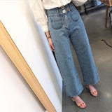 Wide Leg Denim Trousers For Women - WOMONA.COM