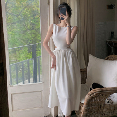 Ladies Pocket Waist Slip-Neck Dress - WOMONA.COM