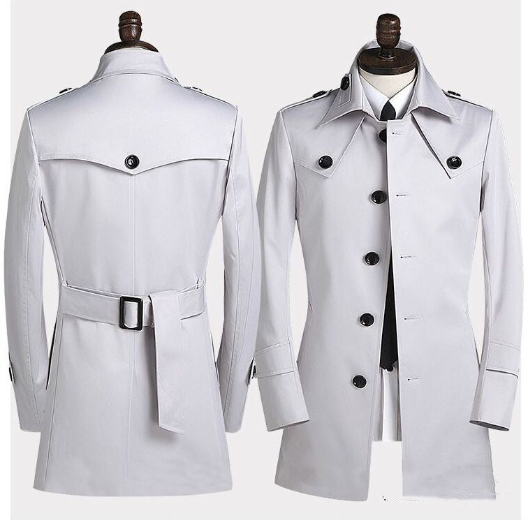 Men's Lapel Trench Coat Korean Version - WOMONA.COM