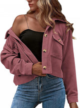 Fashion Corduroy Ladies Shirt Jacket - WOMONA.COM