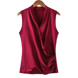 Sleeveless V-neck Top - WOMONA.COM