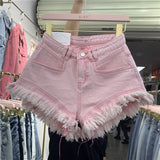 Fringed Frayed Denim Shorts Women - WOMONA.COM