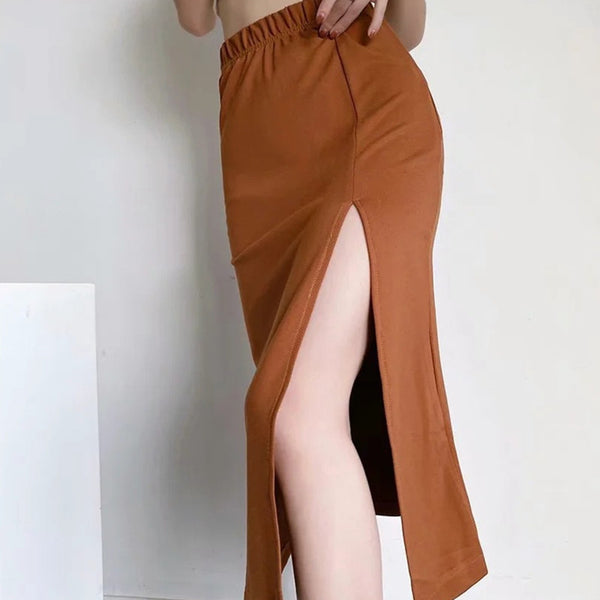 High Slit Mid-Length Bag Hip Skirt - WOMONA.COM