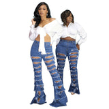 New Washing Trend Large Size Women's Torn Jeans - WOMONA.COM