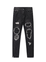 Leather Zipper Jeans - WOMONA.COM