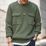 Retro Commando Outdoor Army Green Sweater - WOMONA.COM