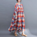 Short Sleeve Plaid Dress - WOMONA.COM