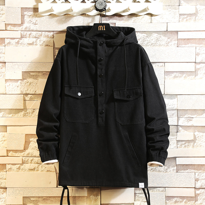 Half-zip Hooded Cargo Jacket - WOMONA.COM