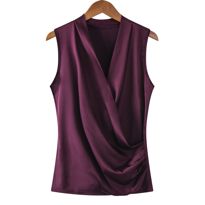 Sleeveless V-neck Top - WOMONA.COM