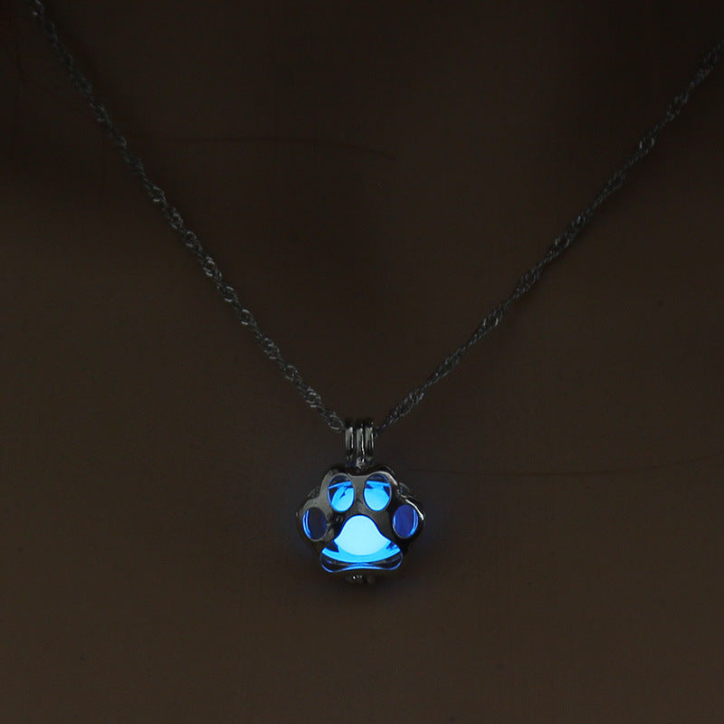 Dog Paw Hollow Luminous Necklace - WOMONA.COM