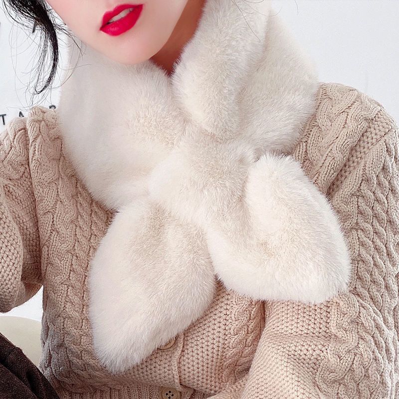 Rabbit Fur Scarf Plush Fur Collar - WOMONA.COM