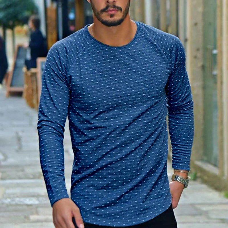 Polka Dot Slim Long Sleeve T-shirt Men - WOMONA.COM