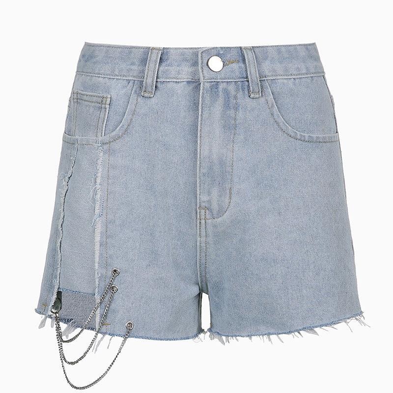 Denim High Waist Wide Leg Shorts - WOMONA.COM