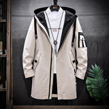 Mid-length Windbreaker Hooded Casual Jacket - WOMONA.COM