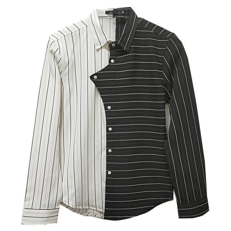 British style contrast color stitching men shirt - WOMONA.COM