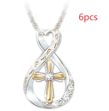 Cross Footprint Diamond Pendant Two Tone - WOMONA.COM