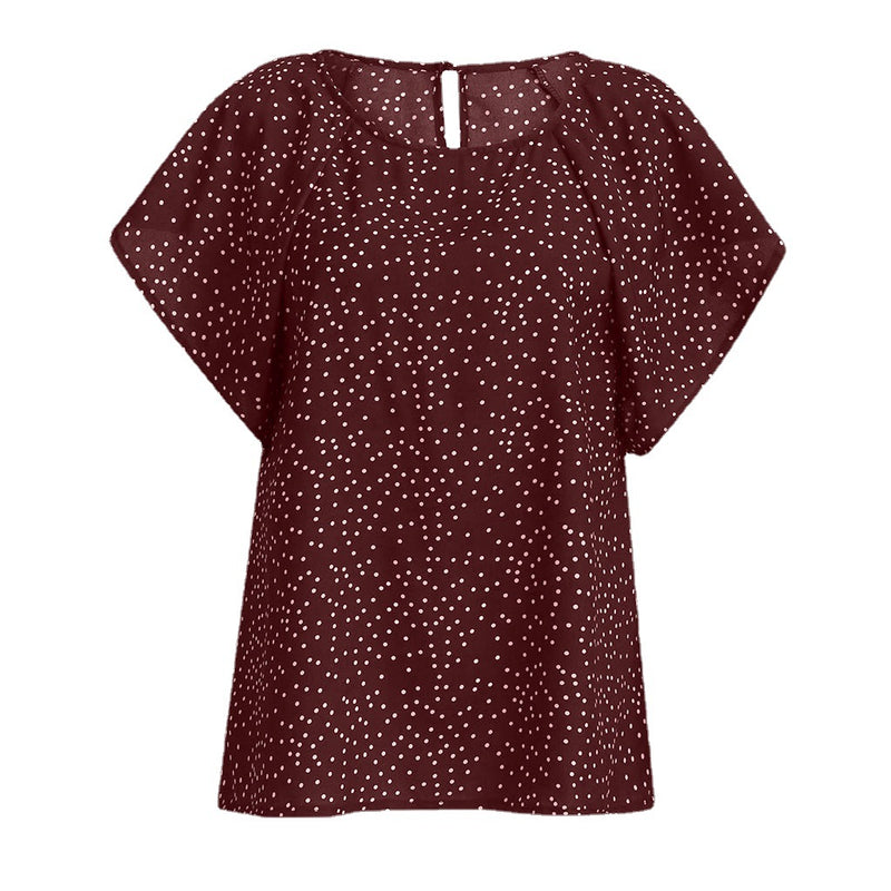 Summer New Plus Size Women's Polka Dot T-Shirt - WOMONA.COM