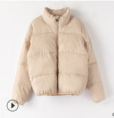 Winter solid color warm cotton coat - WOMONA.COM